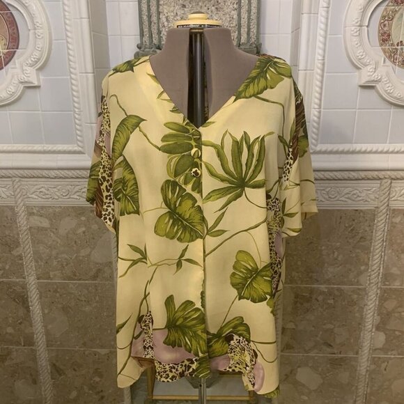 Borcellini. Size 24W. Duster Kimono Style. Short Sleeve. Lagenlook. B99 - Picture 2 of 8